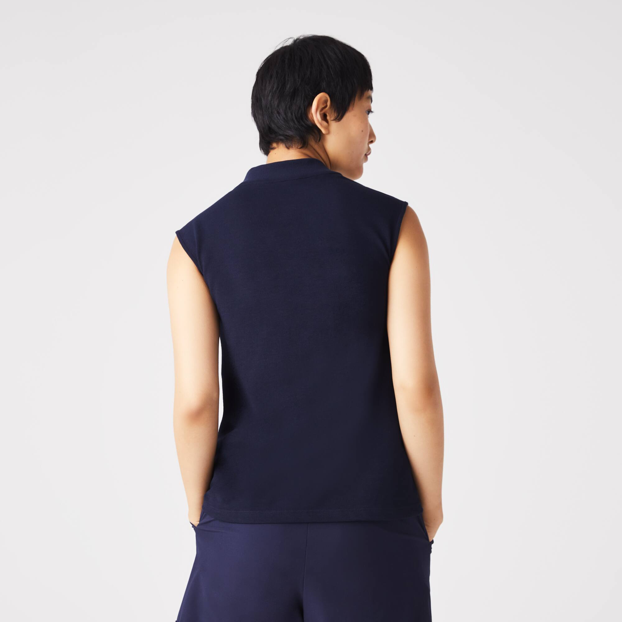 Polo sans manche femme Golf Lacoste SPORT ultra-dry en coton biologique Manches Courtes - Bleu - Lacoste - Femme