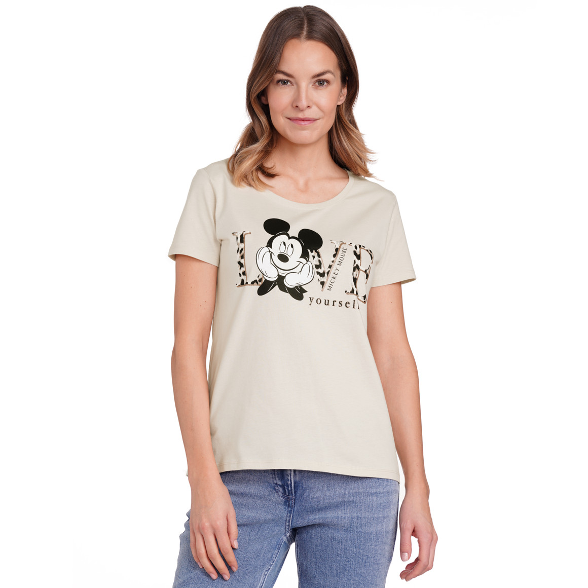 Gina Benotti Micky Maus T-Shirt mit Motiv beige