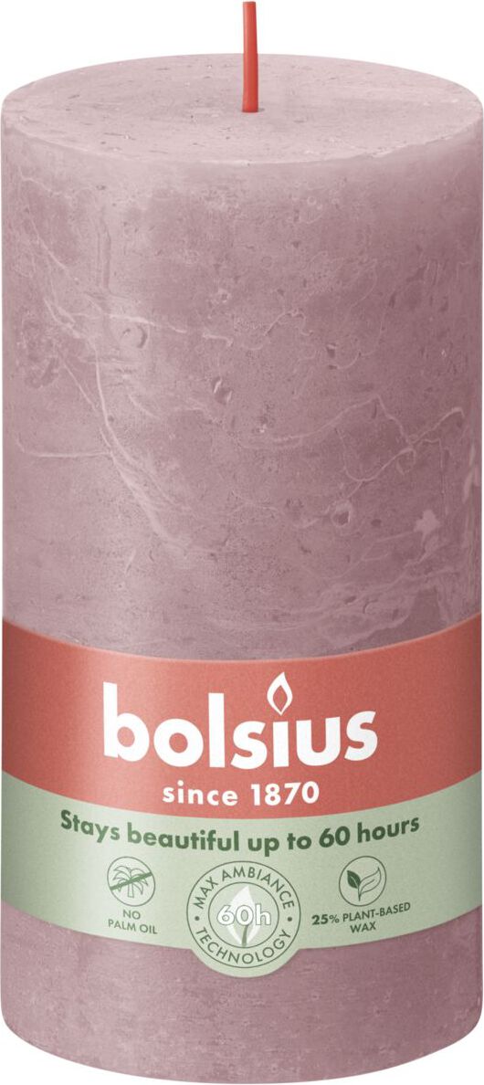 Bolsius stompkaars Rustiek Shine roze / grijs 60 uur D 6,8 H 13 cm