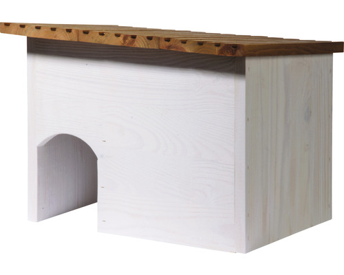 Egelhuis dobar hout 38 x 28 x 28 cm wit met bruin dak