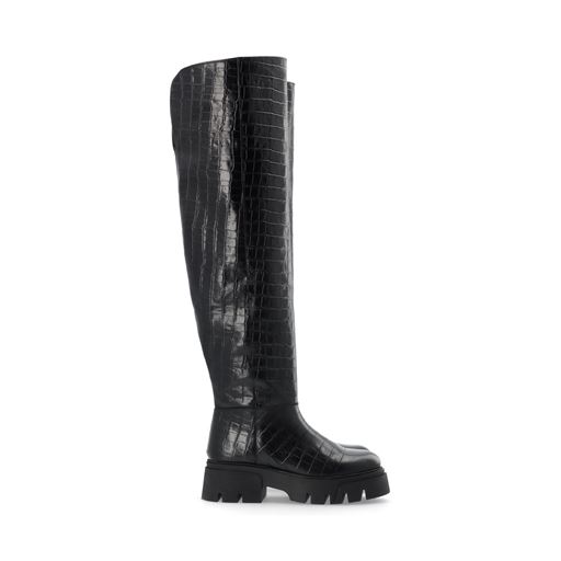 Bianco Kall Over Knee Støvler, Black Croco, 41