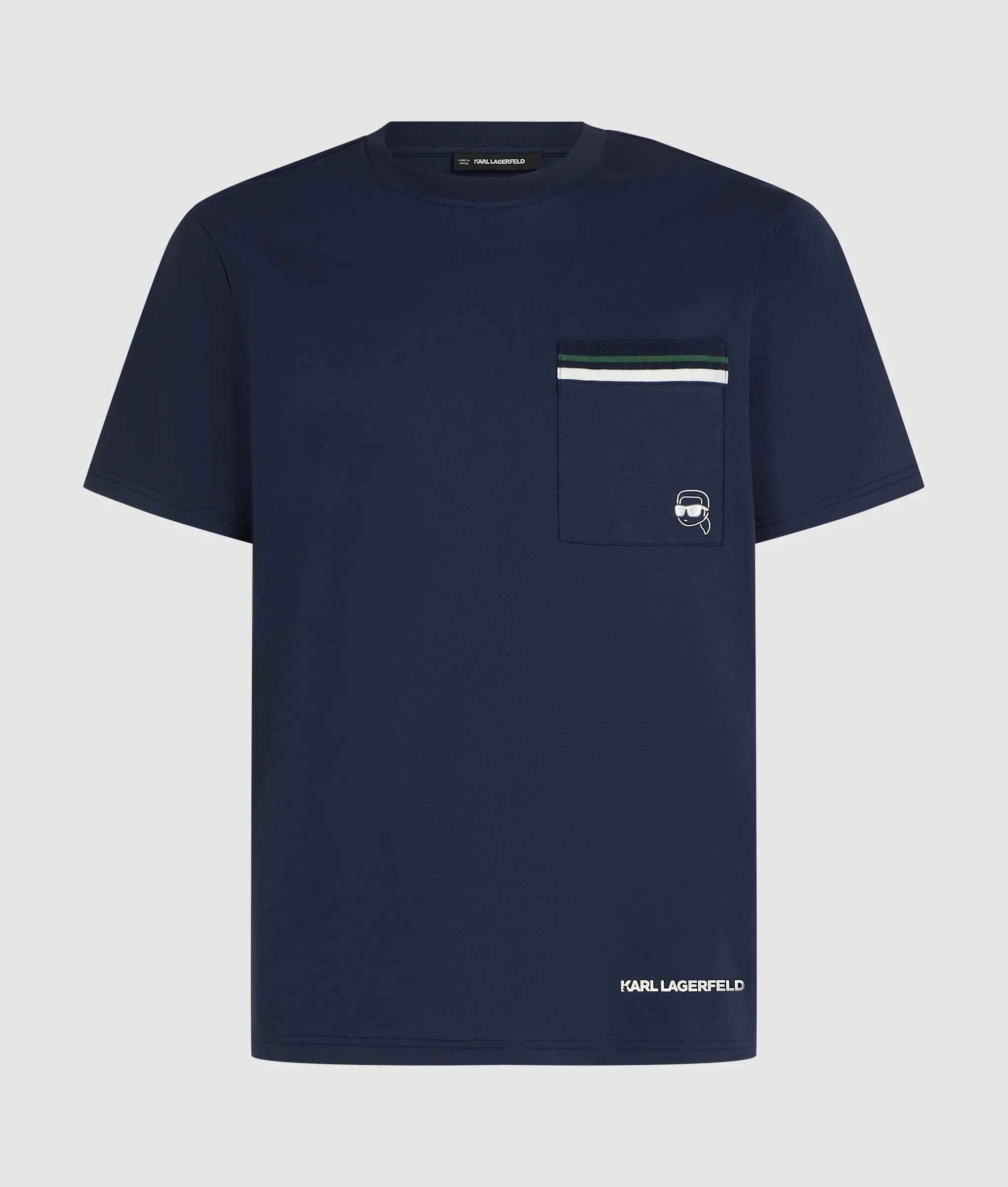 Ikon T-shirt met borstzak en streepjesopdruk