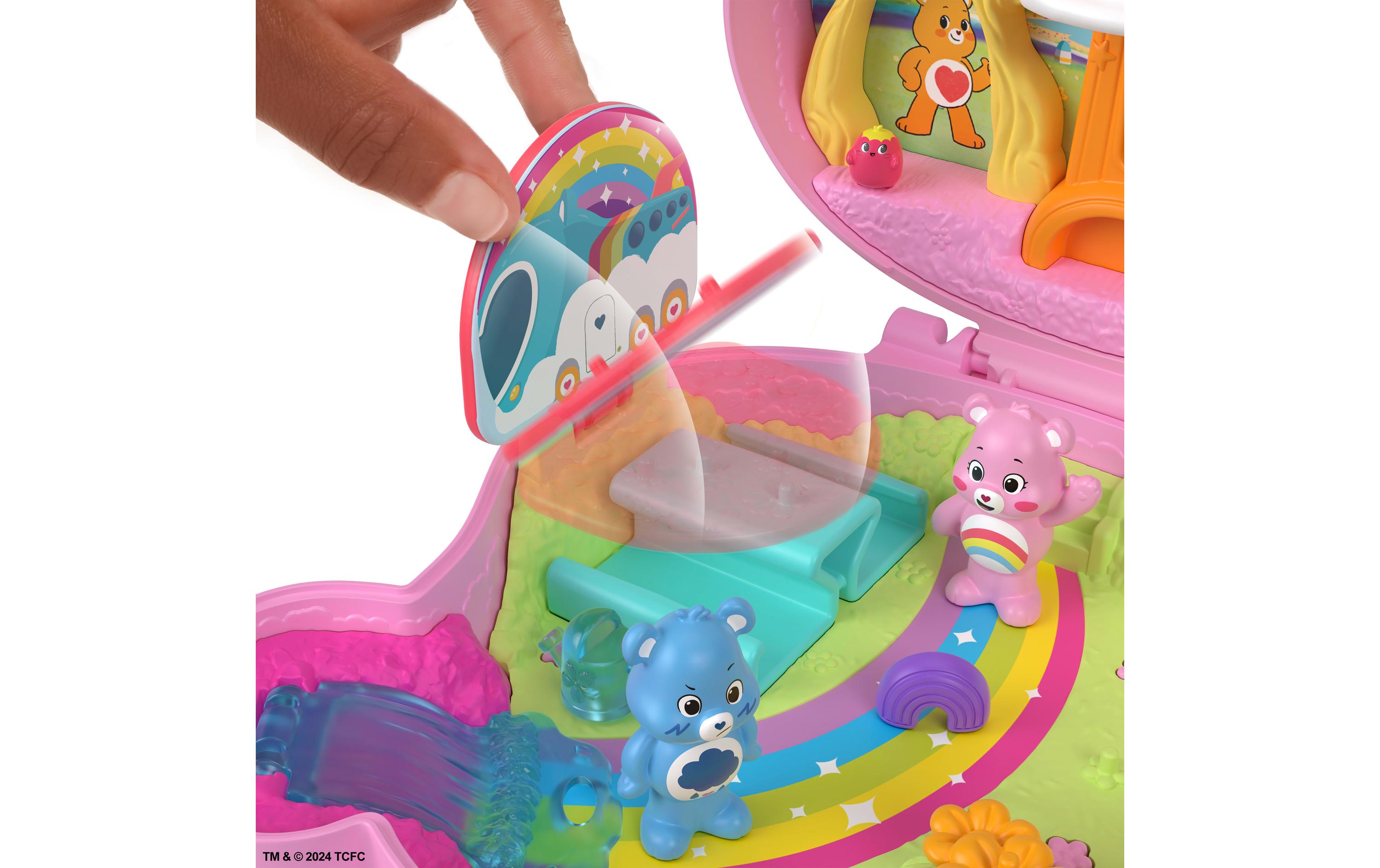 Spielset Glücksbärchis SchatullePuppen & Spielset mit Spielzeugauto und thematischen Accessoires, Reisespielzeug-Schatulle