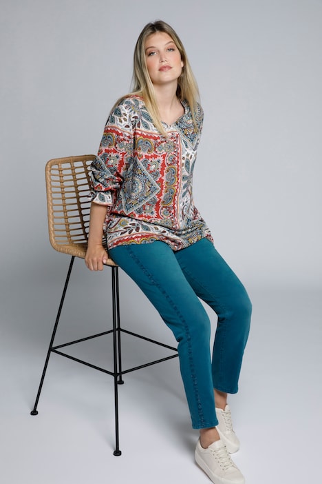 Jeans Sarah, Glitzer-Galonstreifen, schmales Bein