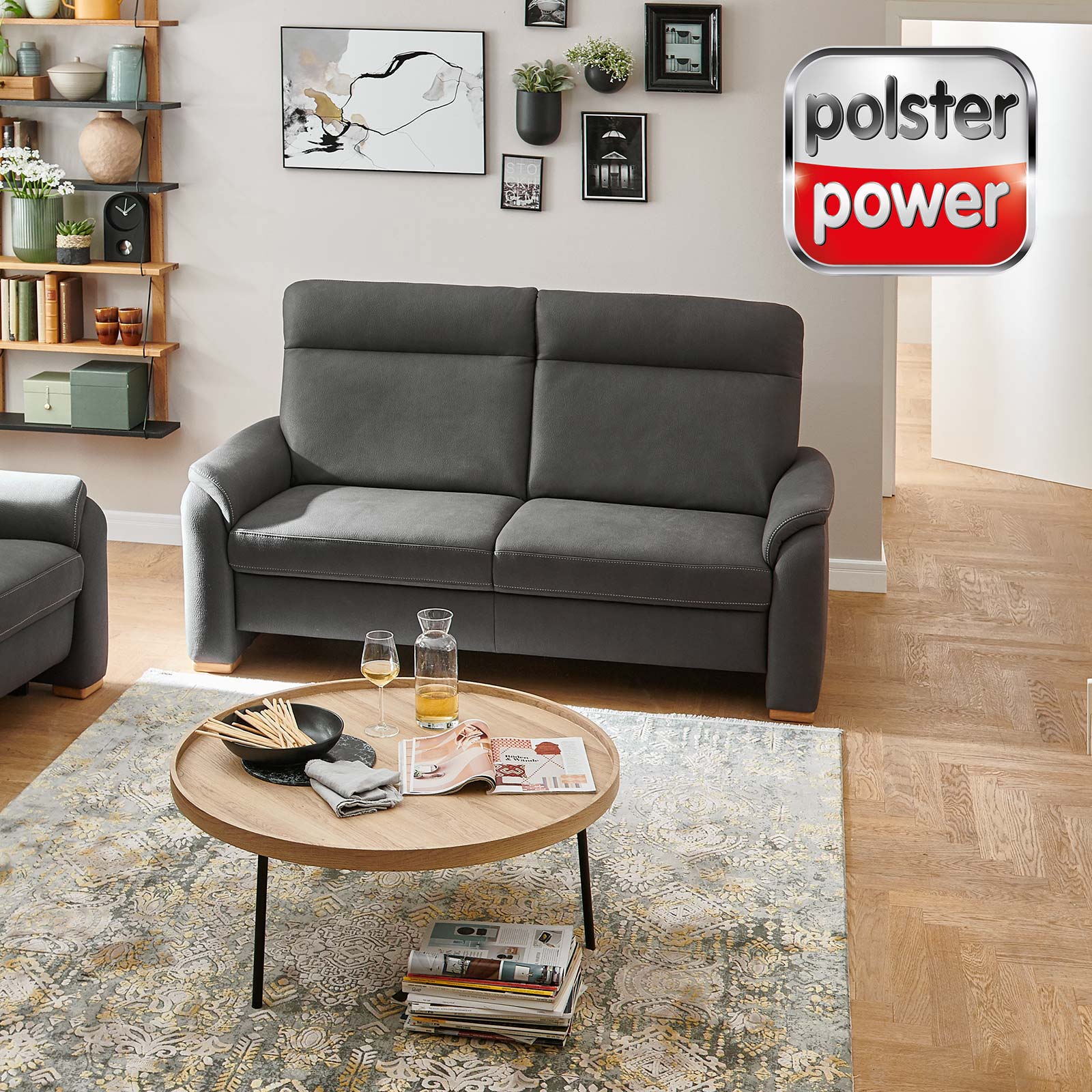 polsterpower 2,5-Sitzer-Sofa - anthrazit - Basismodell