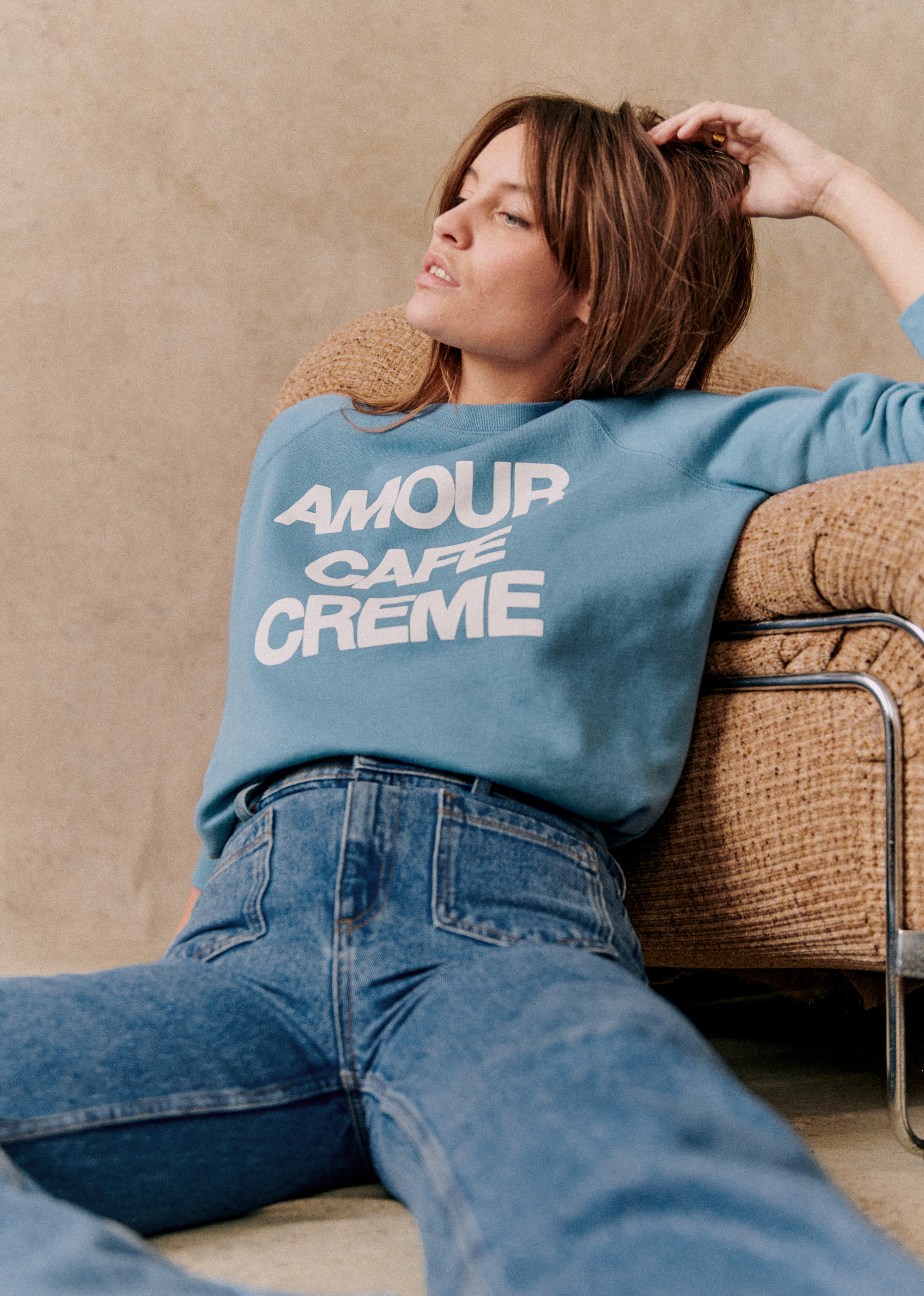 Sweat-Shirt Amour Café Crème - Bleu Vintage / Ecru - E-SHOP/SWEATS & MARINIÈRES Sweats 5905747