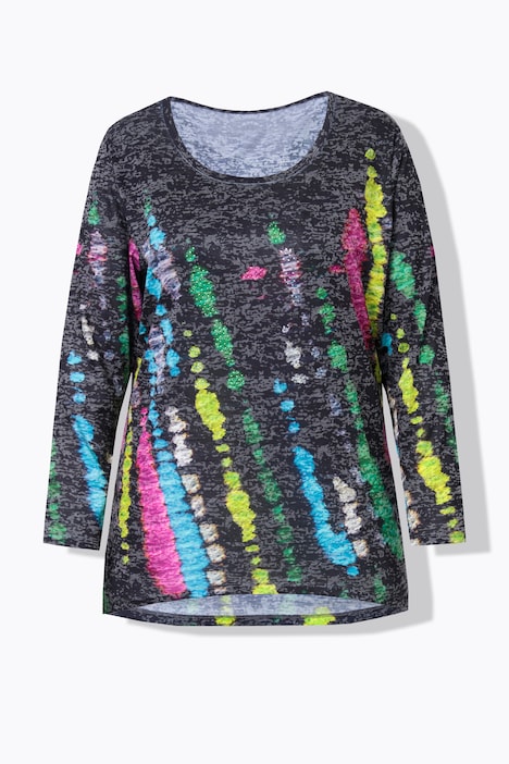 T-Shirt, A-Linie, Batik-Streifen, Langarm