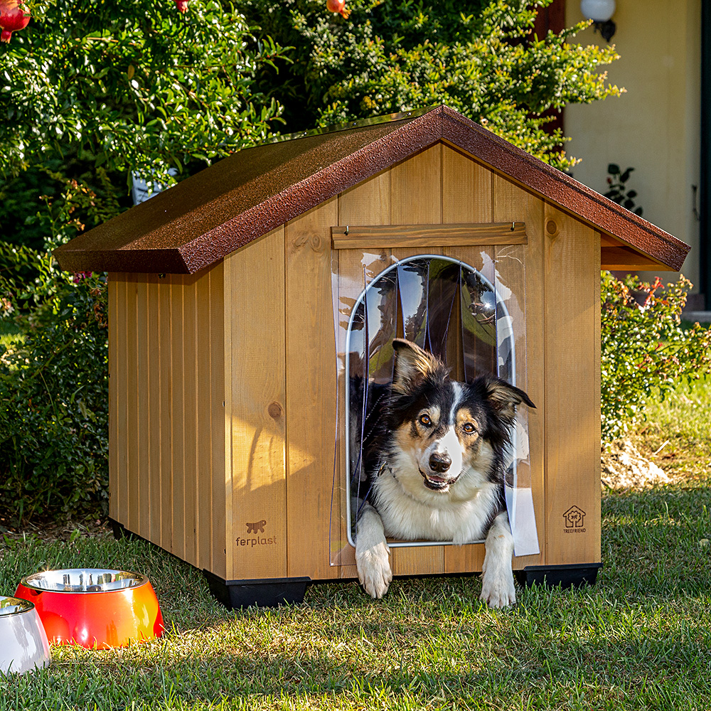 Ferplast porte pour niche pour chiens modèle domus small et baita 60, porte pour niches d'extérieur, pvc transparent, anti-pluie,