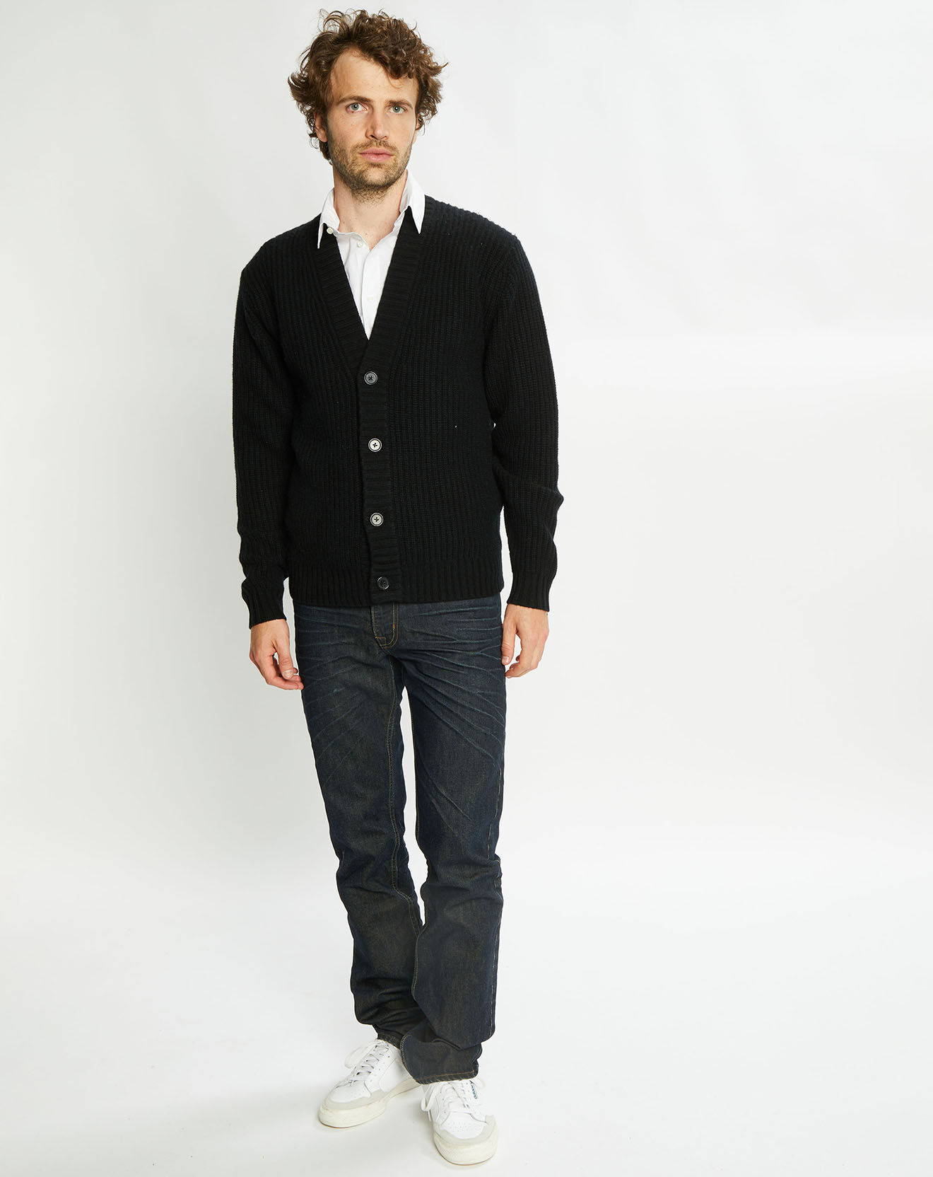 Galeries Lafayette Cardigan en Laine & Cachemire Potecard Gulet Boxy noir