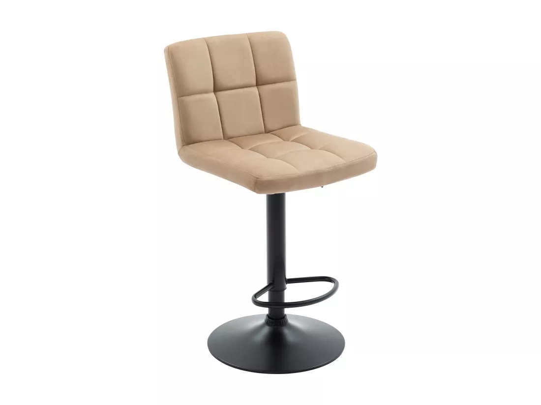 Lot de 2 tabourets de bar en velours et métal - Hauteur réglable - Beige - JUSTANA