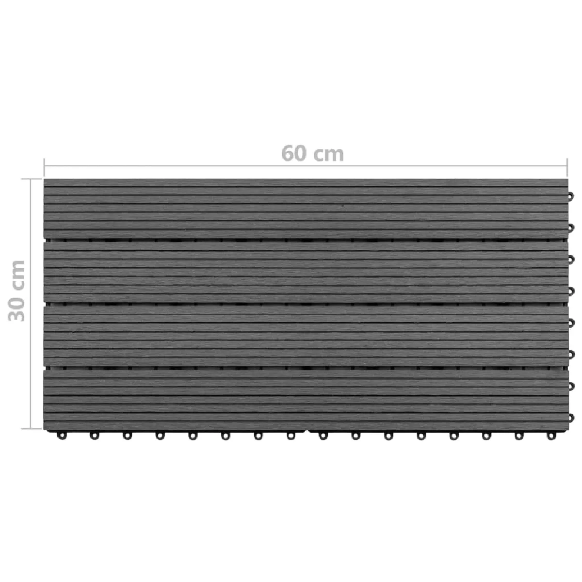vidaXL Dalles WPC 60x30 Gris