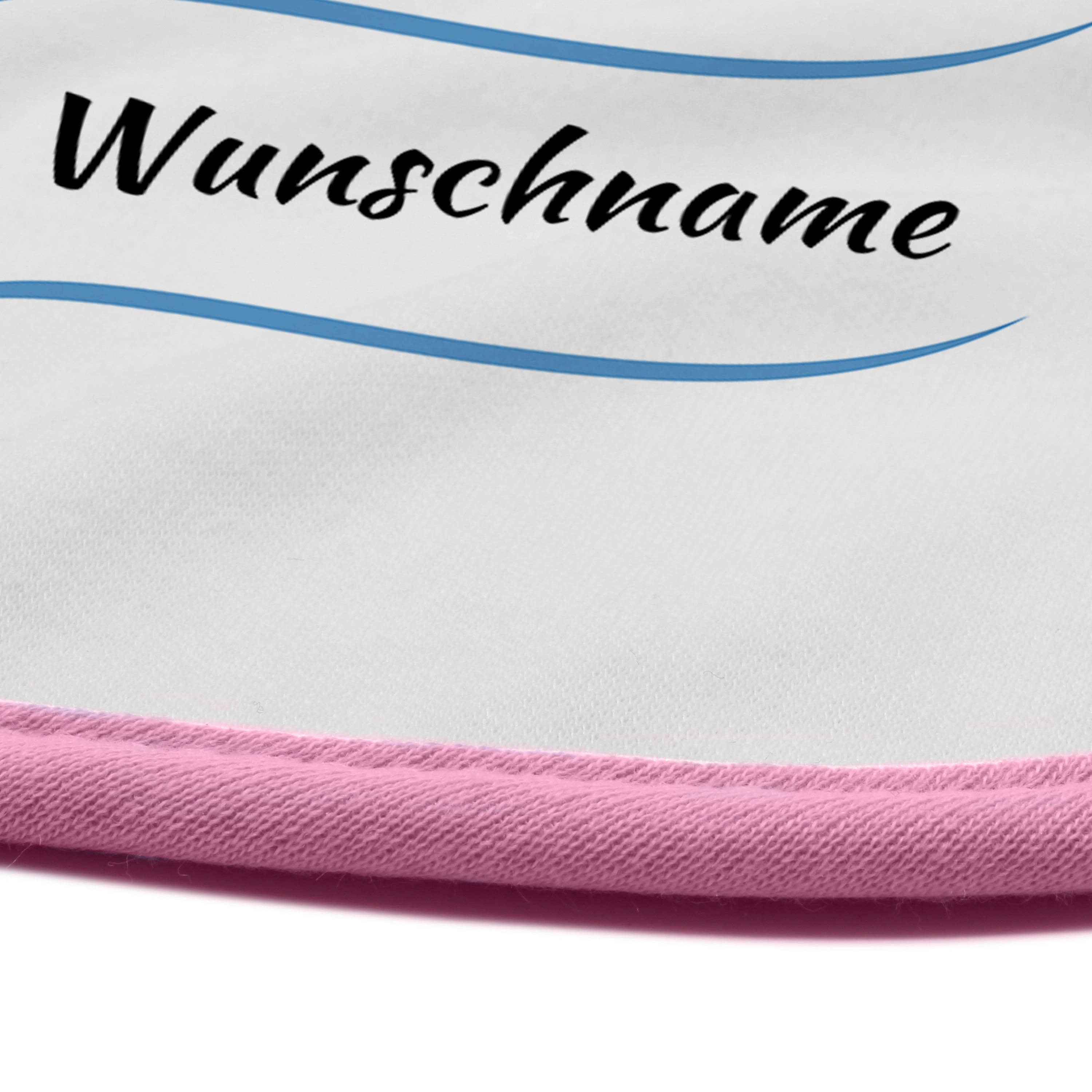 Baby-Lätzchen mit Namen, rosa (Motiv: Welle)
