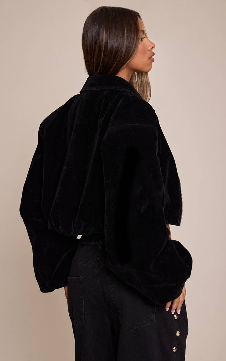 Noir Veste En Synthétique À Manches Ballon Petite