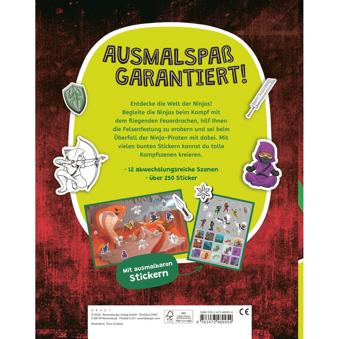 Mein Ausmalstickerbuch - Ninjas