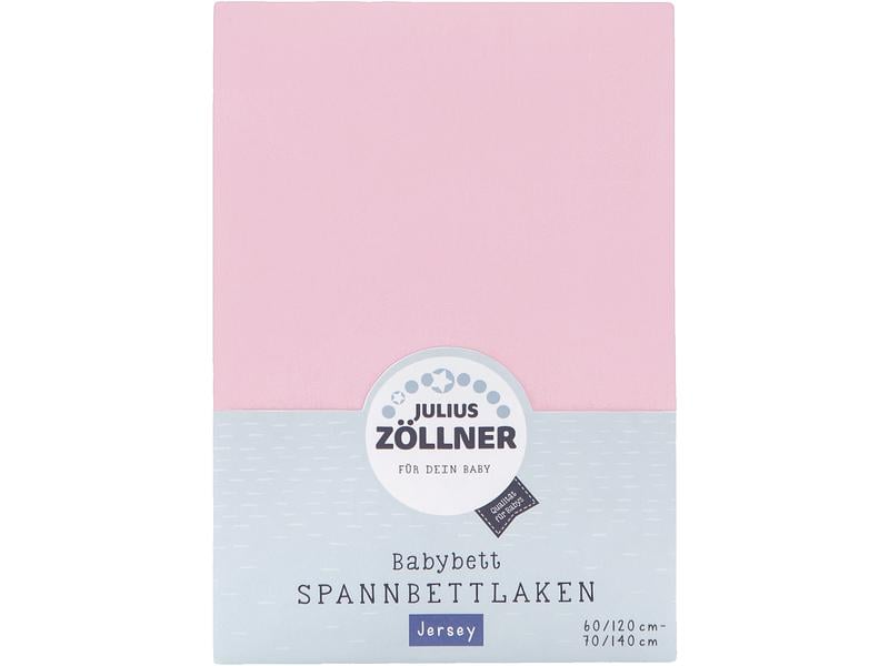 Julius Zöllner Fix-Leintuch Jersey Rosa 70 x 140 cm Spannbetttuch für Kinderbett