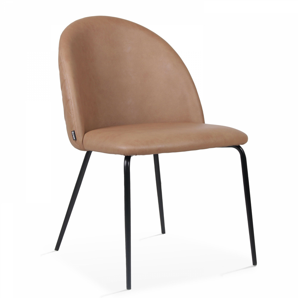 Lot de 4 chaises en textile enduit marron clair