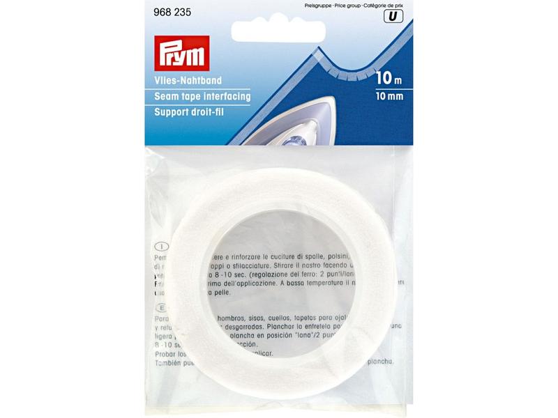 Prym Vlies Weiss, 10 mm x 10 m Vlies-Nahtband zum Aufbügeln