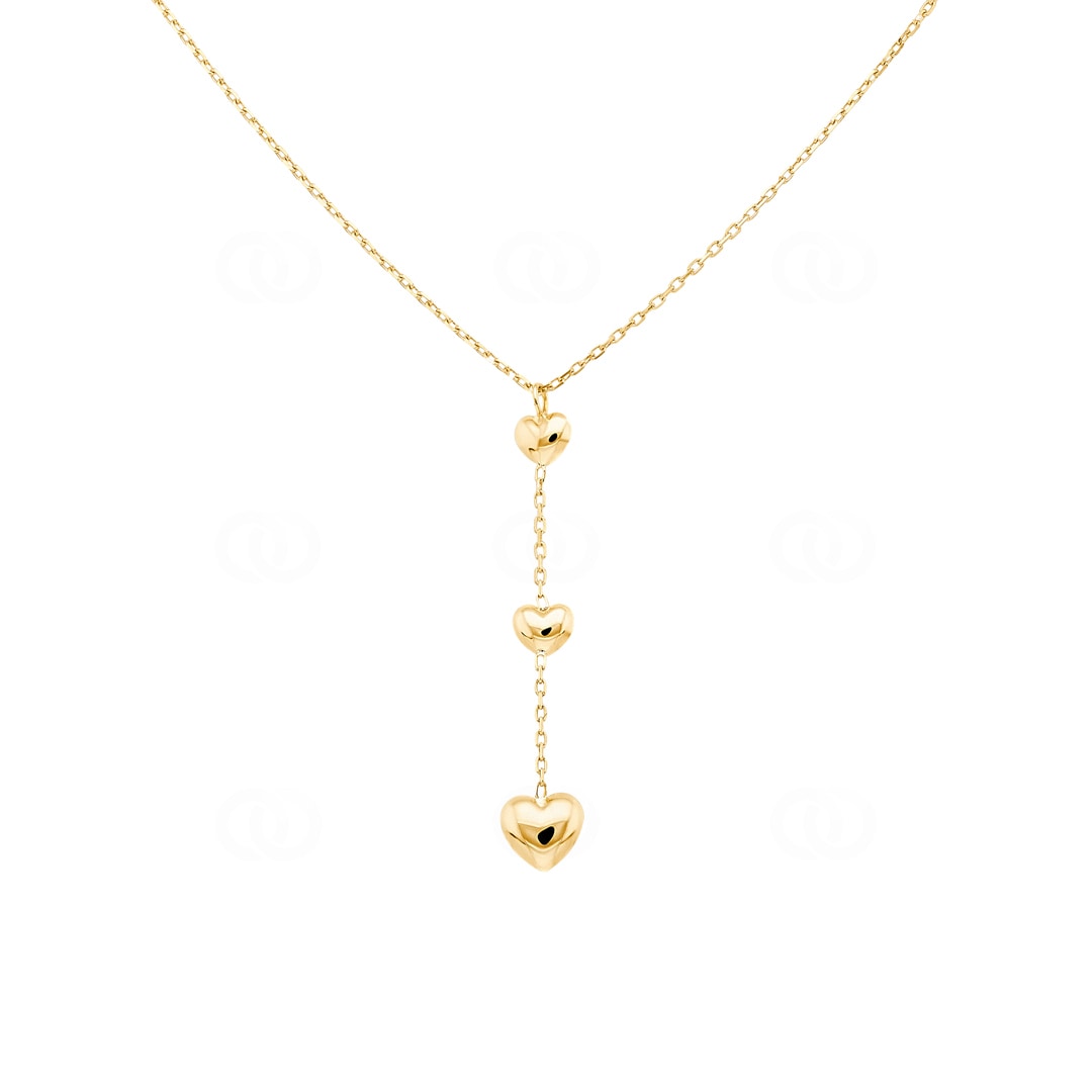 Collier mit Anhänger 750/18 K Gelbgold Herzen 42cm