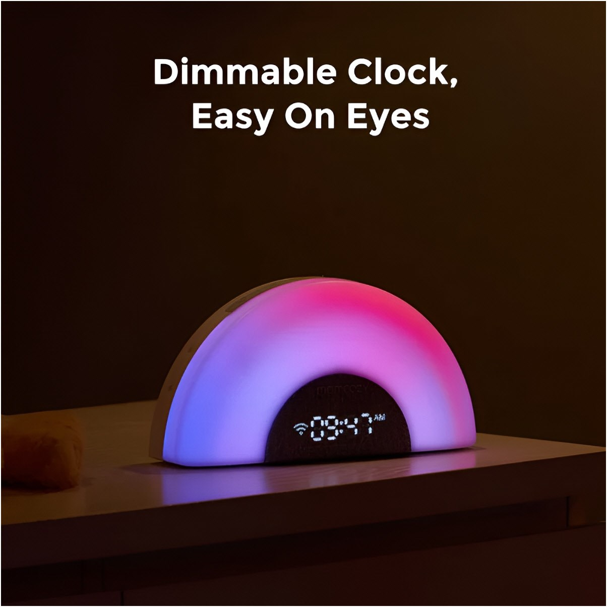 DreamSync Rainbow White Noise Machine Wecker Baby Bett Nachtlicht Schlafhilfe mit Dämmerungssensor / App (WN010-GR12BA-A) - Weiss / Grau