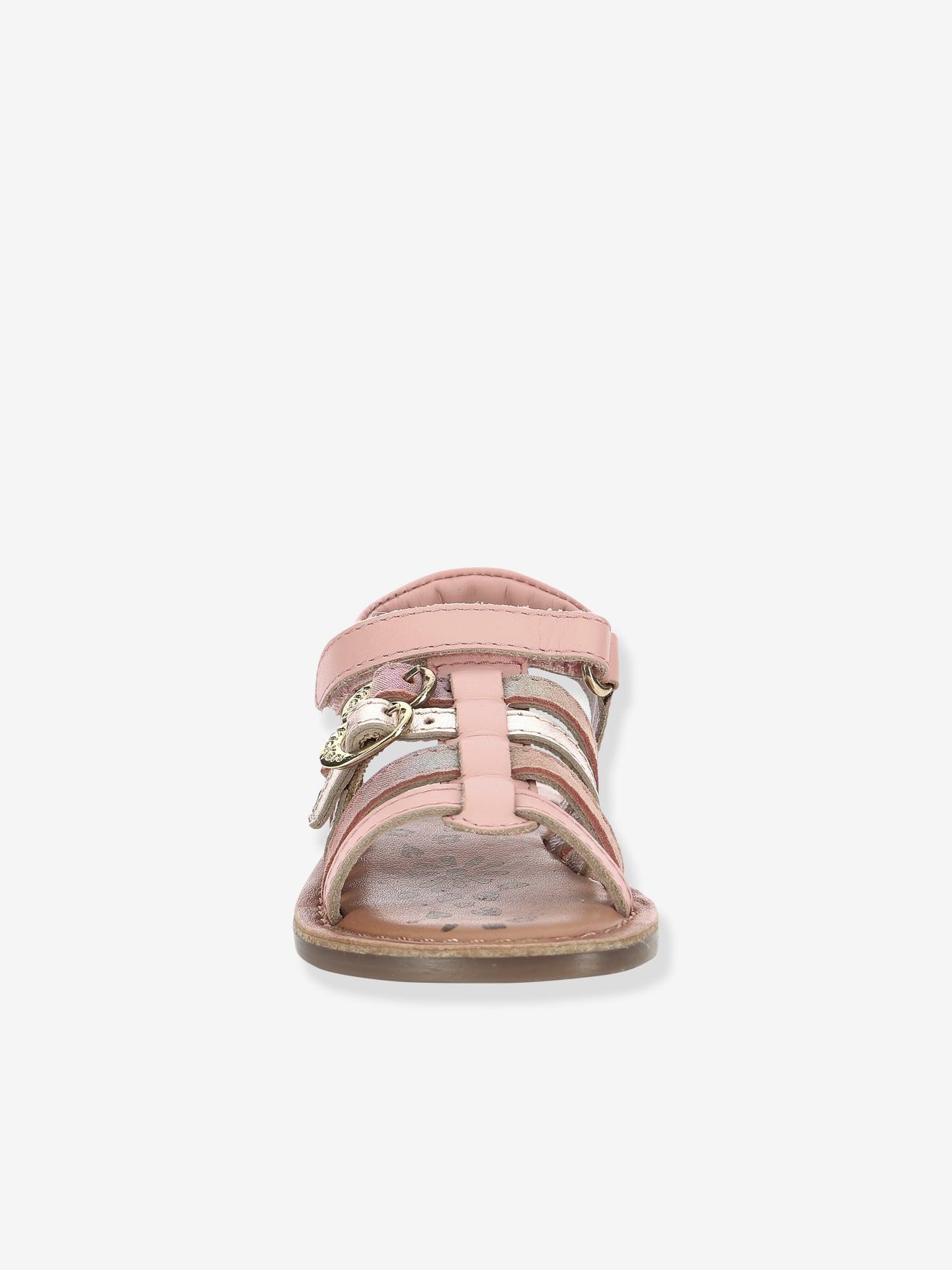 Sandálias de couro KICKERS® Diveta, rosa claro, lisas.