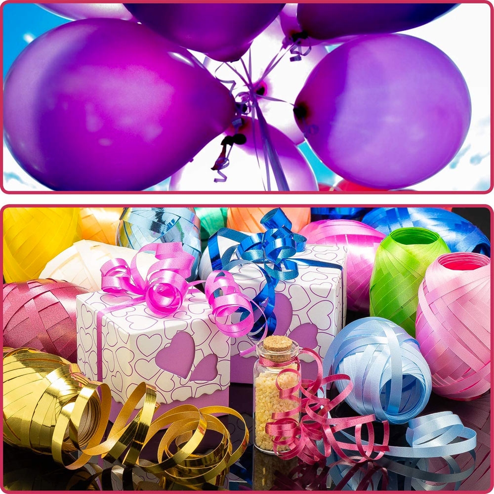 (7er Set) 5mmx10m Geschenkband Universal Deko Polyband für Geburtstage / Hochzeit / Weihnachten - Bunt