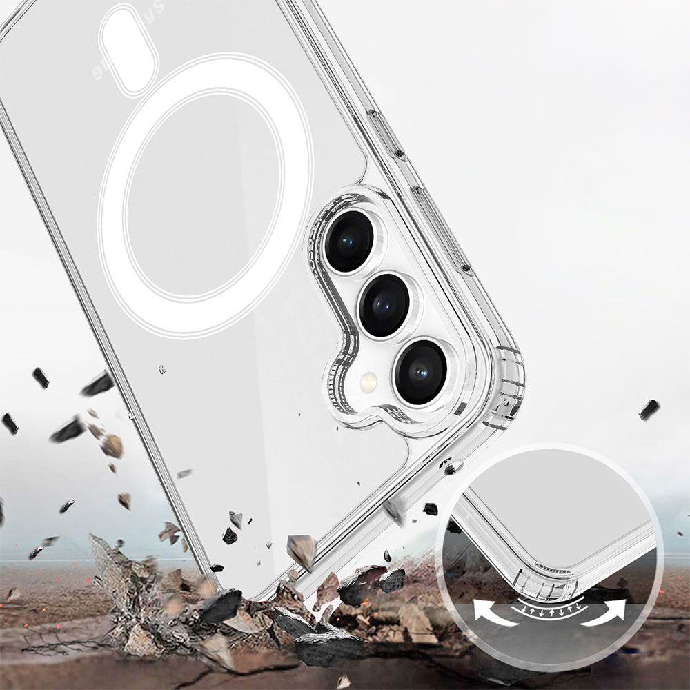 Samsung Galaxy S24 FE Hybrid Hülle TPU Bumper Acryl Rückseite MagSafe-Modul - Transparent