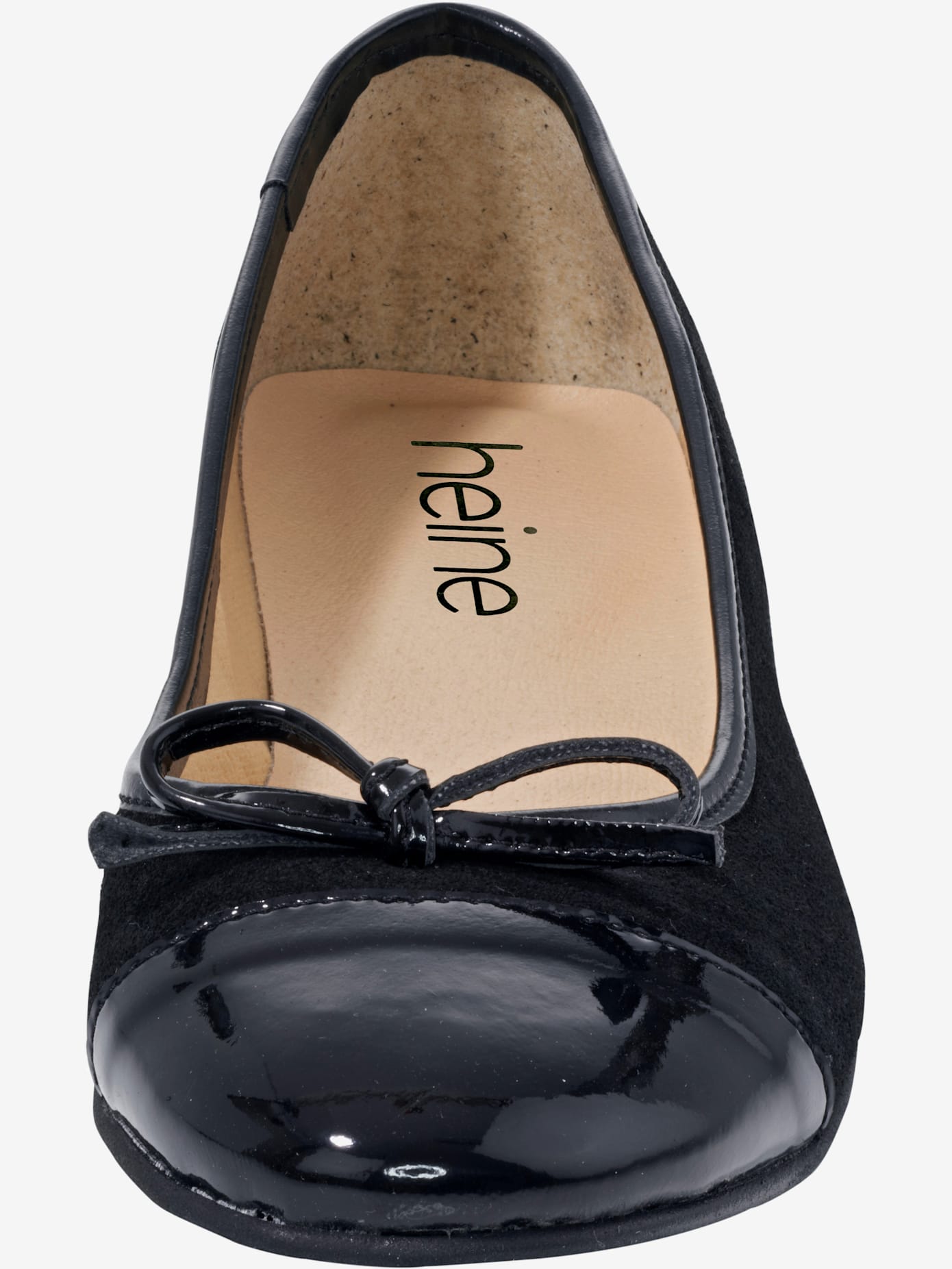 Ballerines cuir velours vachette et matière synthétique vernie