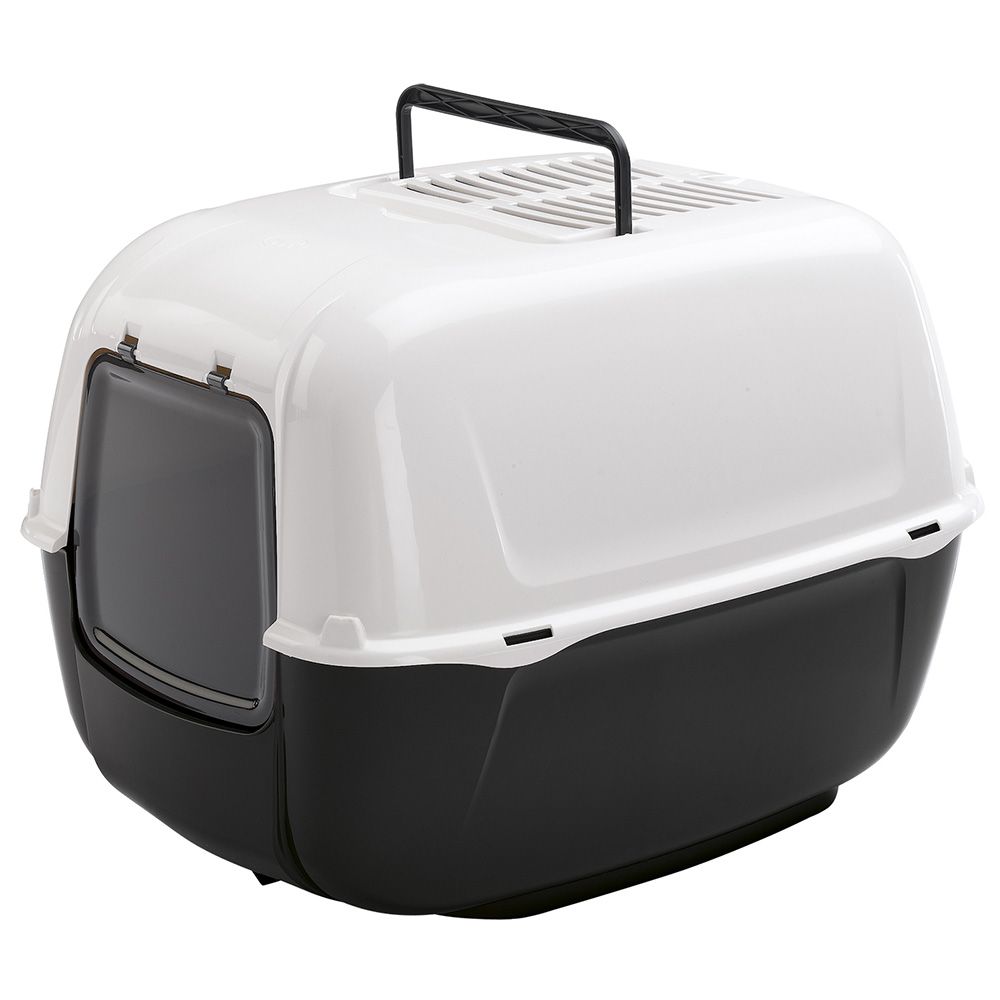 Ferplast bac litiere pour chat, maison de toilette pour chat, 2 filtres à charbon actif anti-odeur inclus, porte battante
