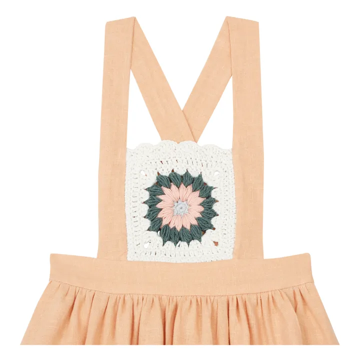 RKO Robe Tablier Lin Crochet | Rose pâle