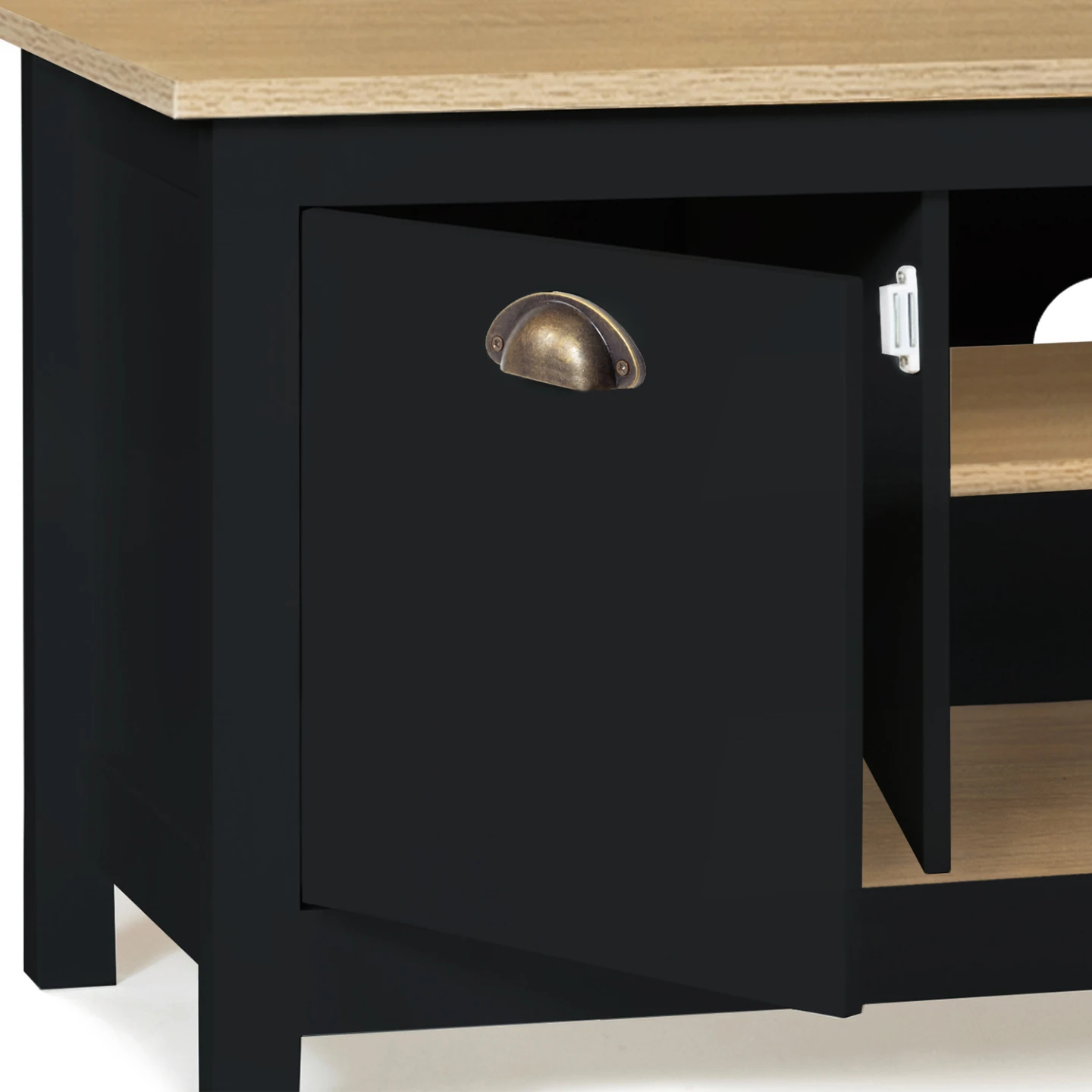 Meuble TV 113 cm campagne ISIS bois et noir