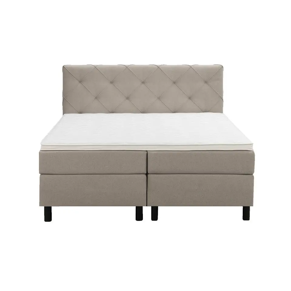 Boxspring Liv geruit - beige - 160x200 cm - ronde poot