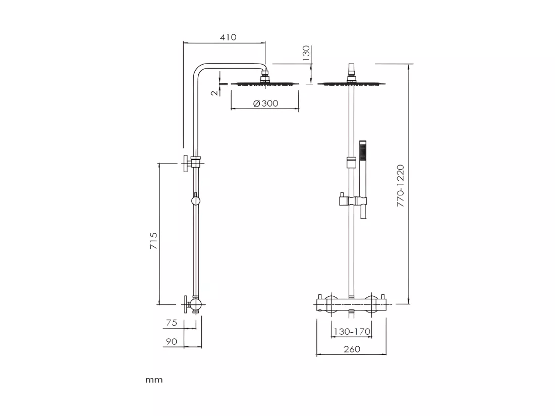 Colonne de douche thermostatique LOOP Chrome