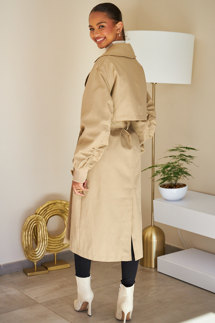 Trench beige ceinturé manche bomber