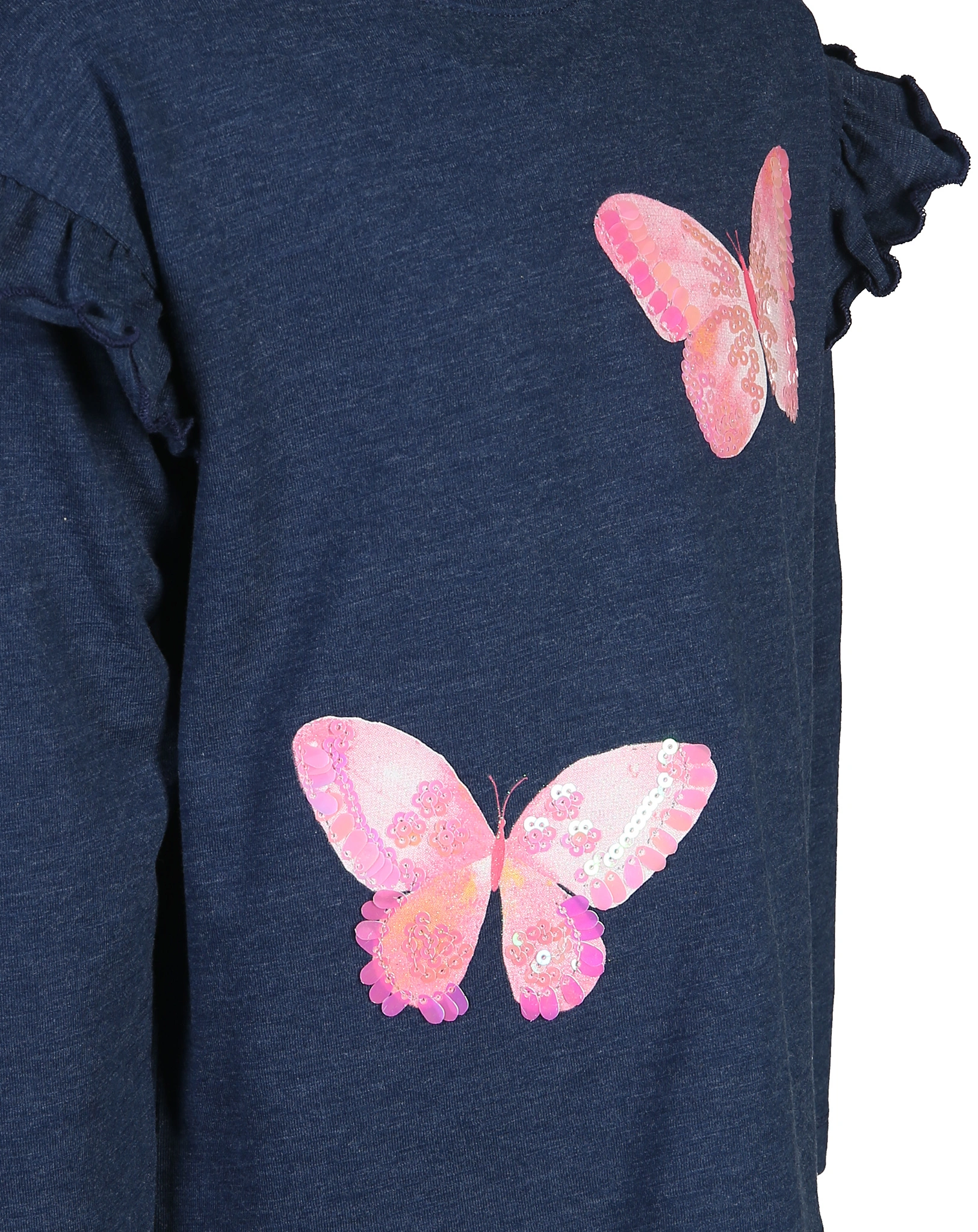 Langarmshirt ROSA SCHMETTERLING in blau melange