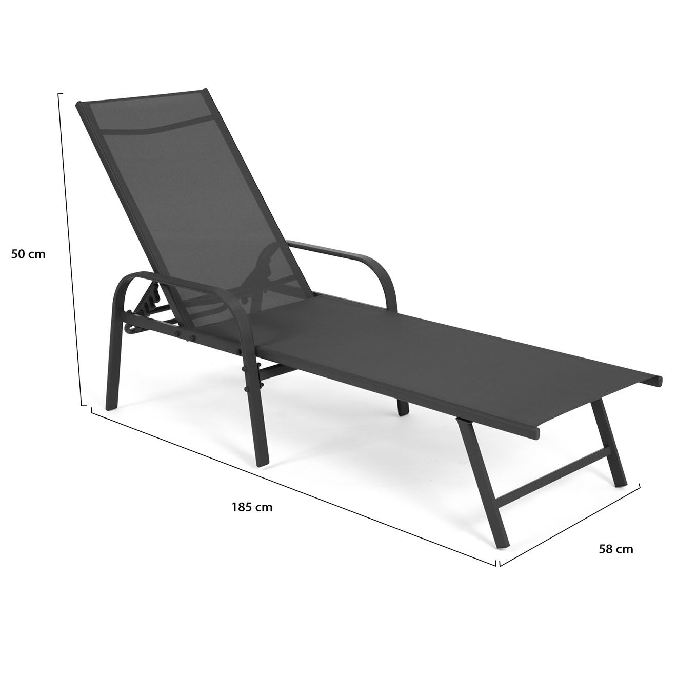 Pratik Garden 2 Transats textilene  gris - 185x58x50 cm