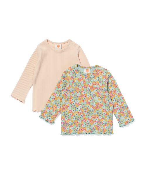 t-shirts côtelés pour bébé - 2 pièces pêche
