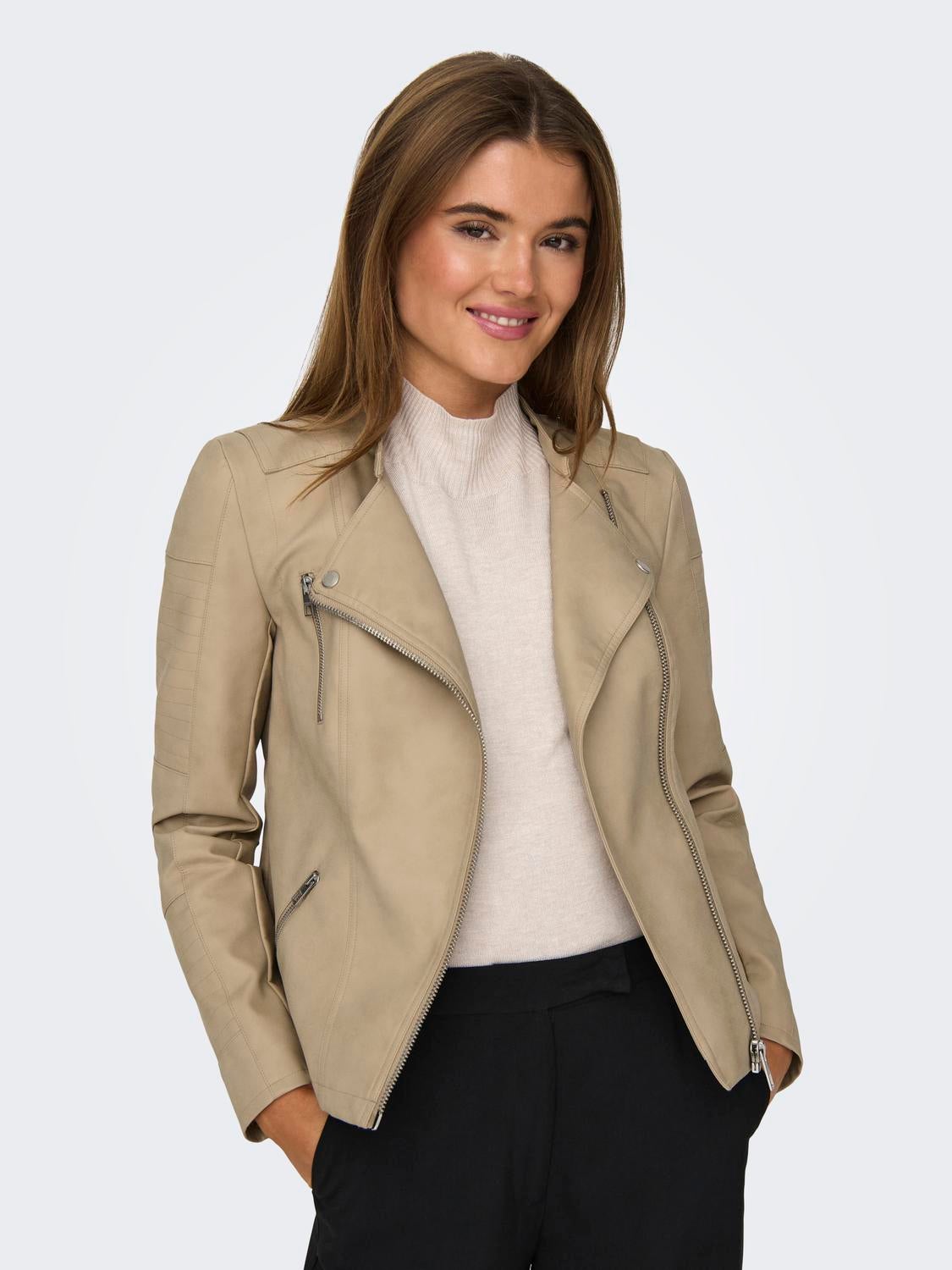 ONLAVA Bikerjacke in Lederoptik White Pepper