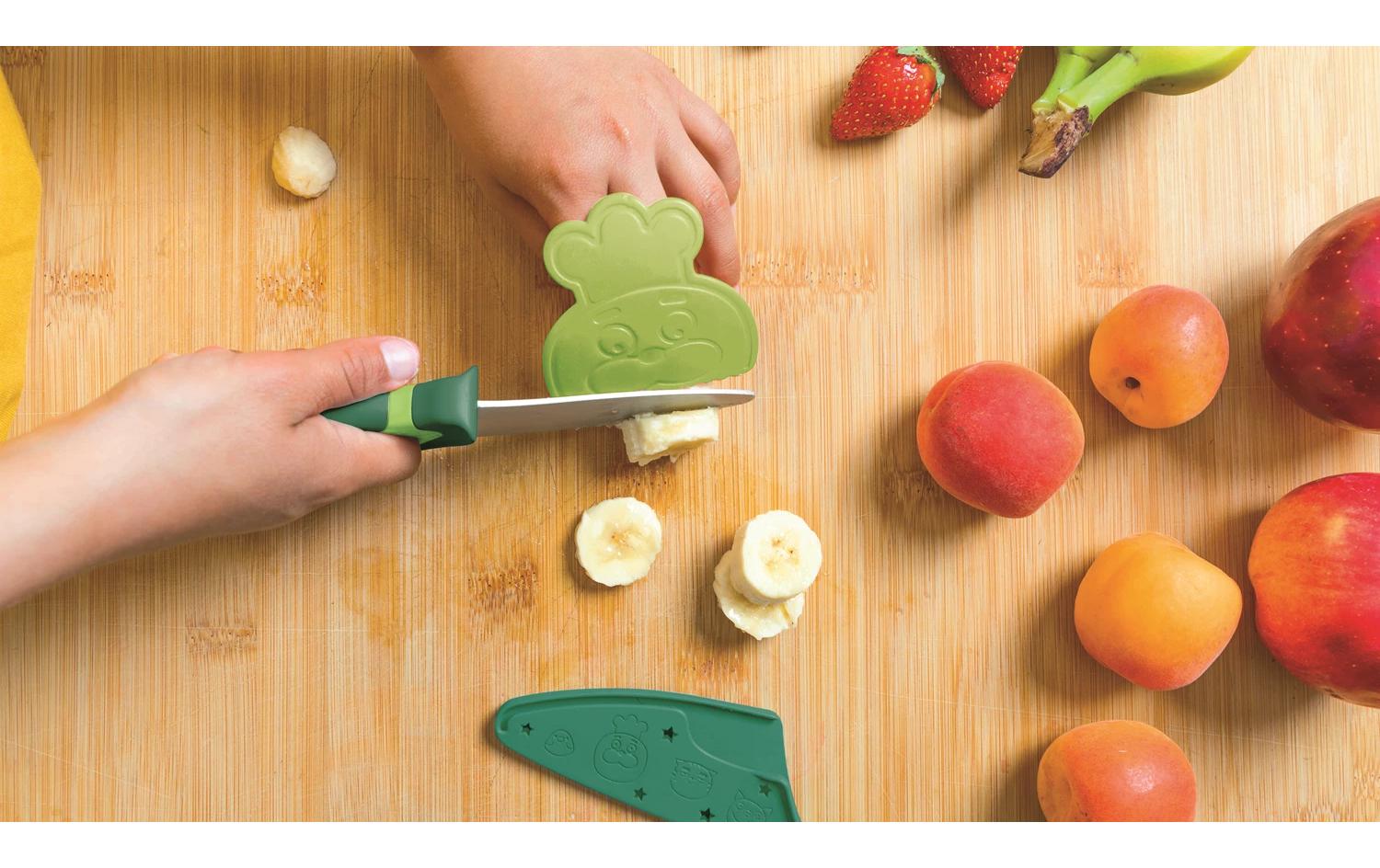 Kindergeschirrset Messer GrünKindermesser mit Fingerschutz