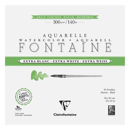 Clairefontaine FONTAINE Aquarellblock Extraweiß, Torchon