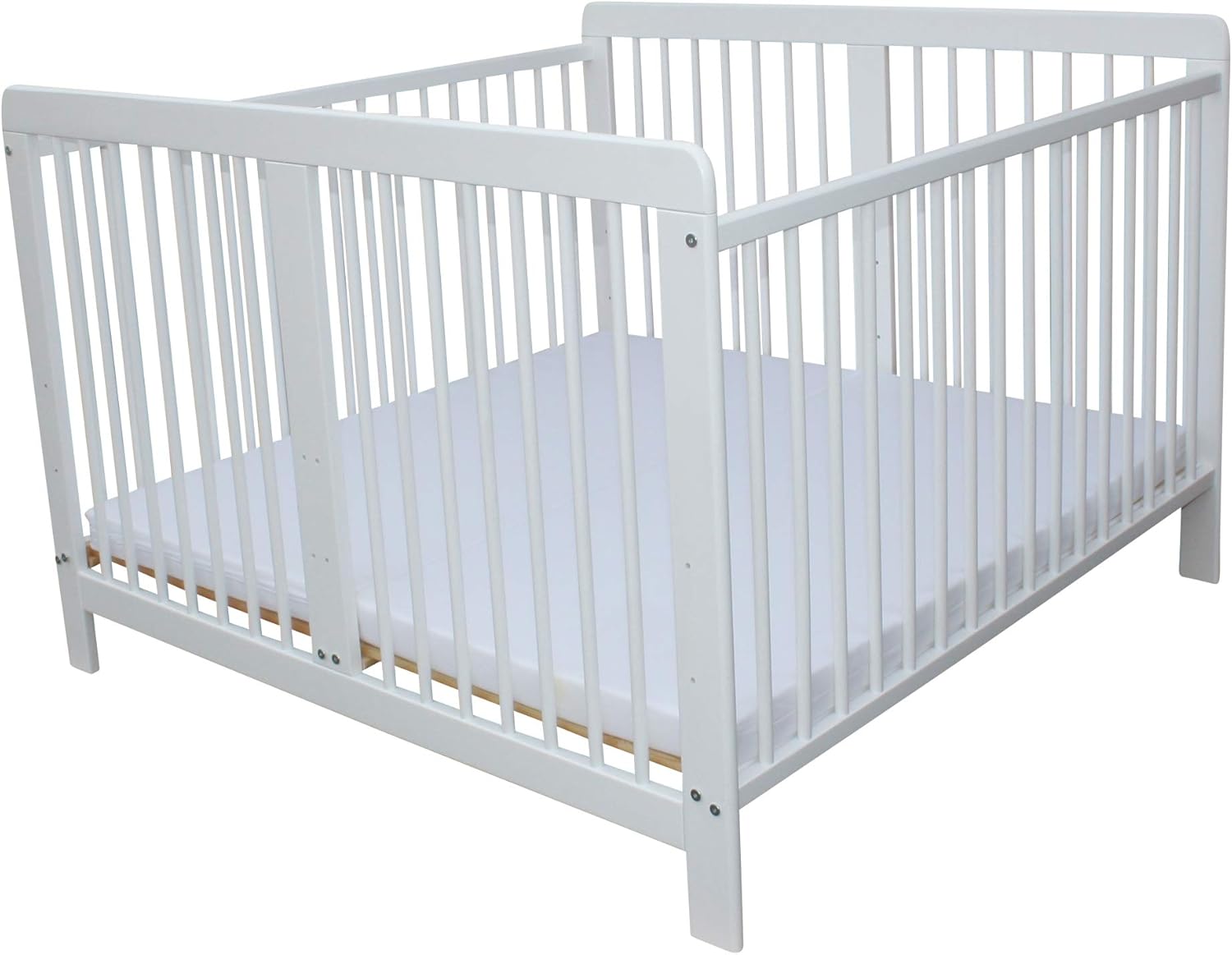 Zwillingsbett Zwillingskinderbett Kinderbett für Zwillinge Doppelbett massiv Weiss mit 2 Matratzen 120x120cm