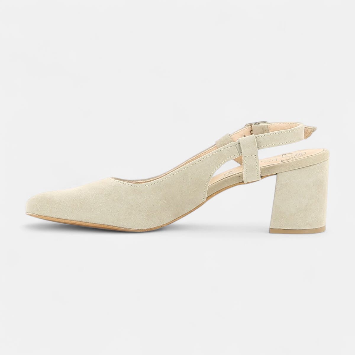 Escarpins avec bride arrière à talon Femme en cuir beige
