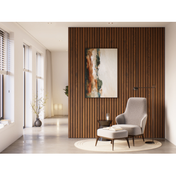 Kleurstaal lattenwand Decowall Advanced walnoot 18x30 cm