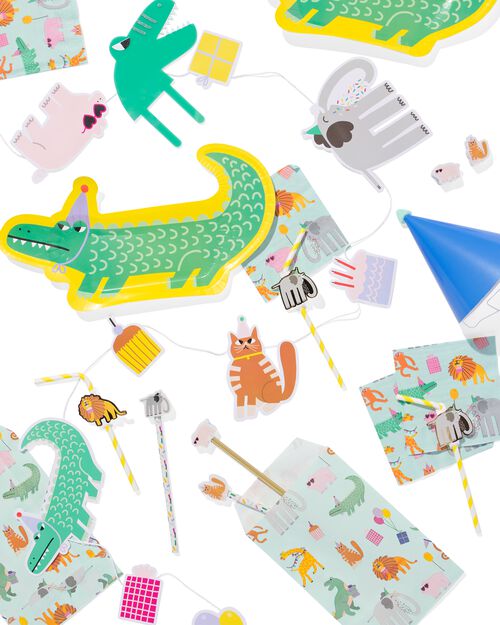 pailles en papier animaux festifs - lot de 10