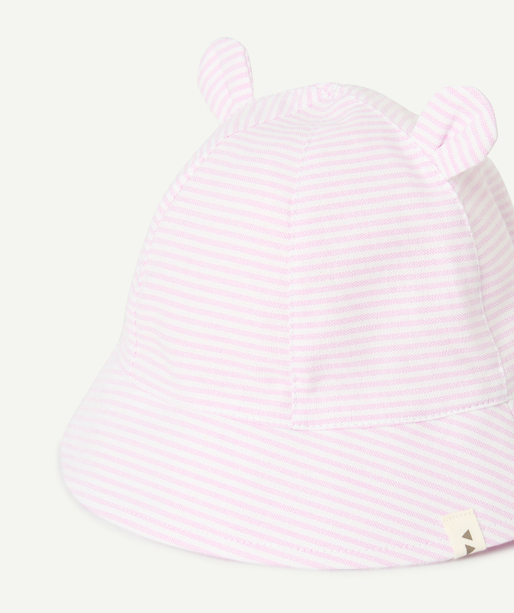 bob bébé fille en coton imprimé à rayures rose et blanc avec oreilles