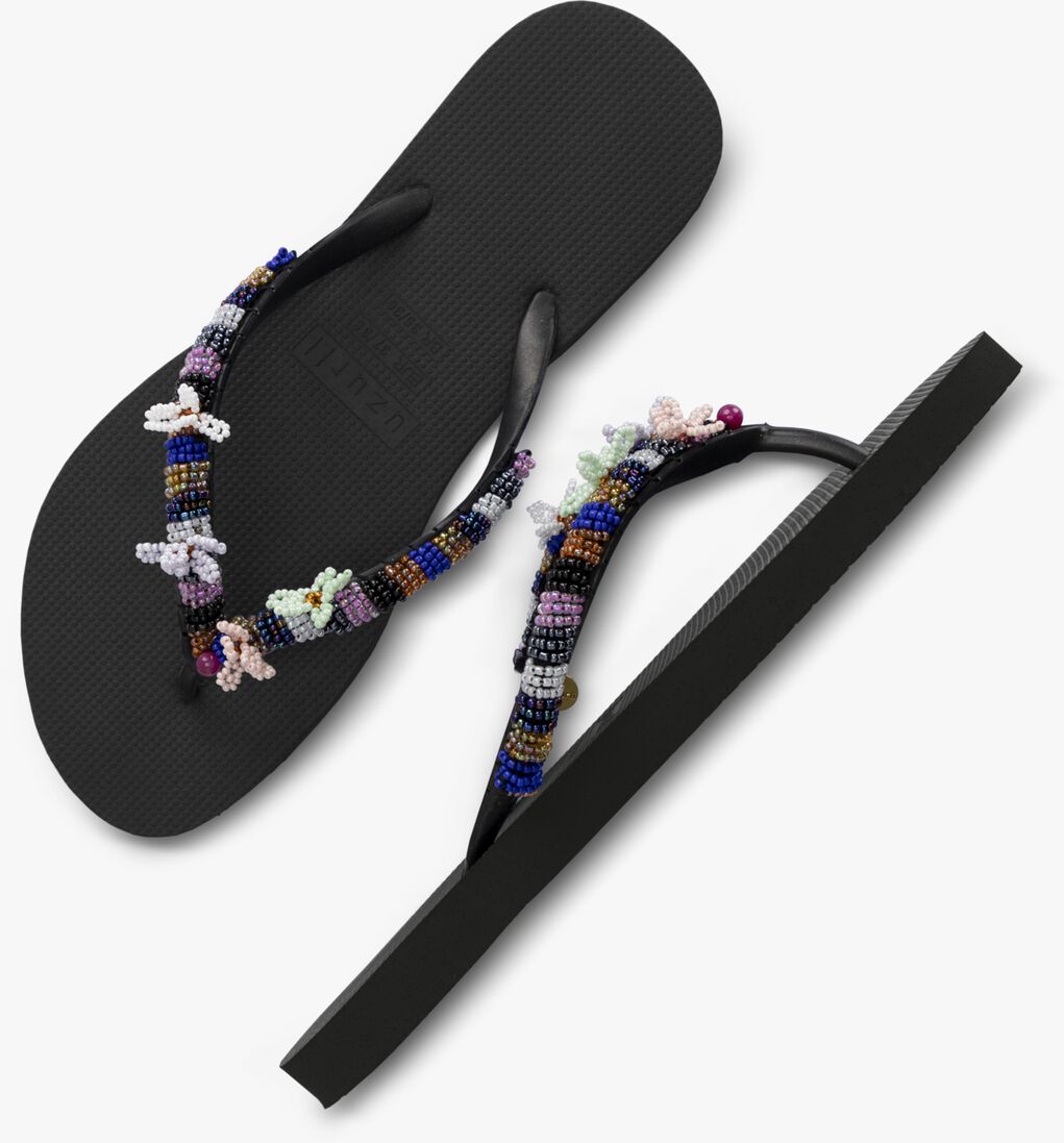 UZURII zwarte uzurii teenslippers las dalias blue