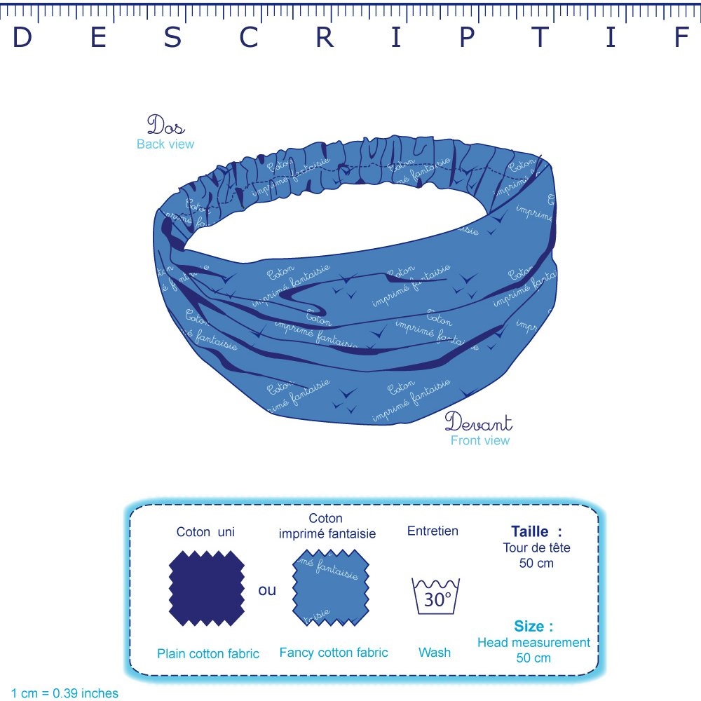 Bandeau Fichu Bébé Paquerette Marine