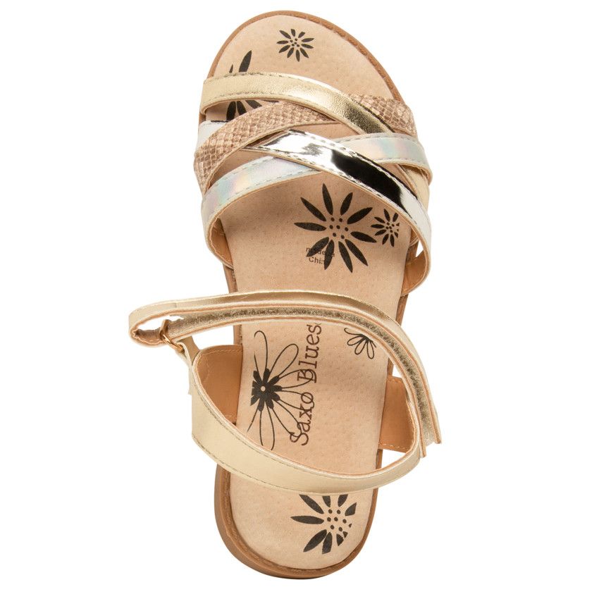 Sandales dorées avec brides brillantes et texturées pour fille - Jaune