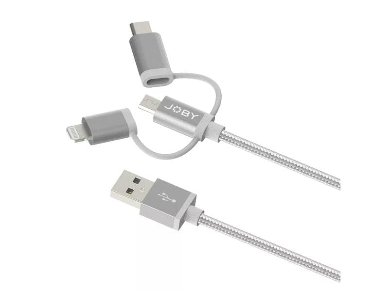Joby USB 2.0-Kabel USB A - Lightning/Micro-USB B/USB C 1.2 Lade- und Synchronisationskabel 3-in-1, 1.2m Space Grey