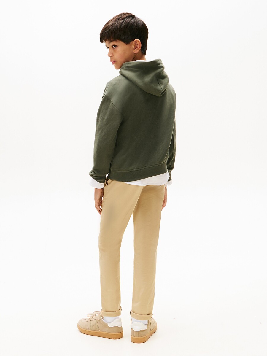 TOMMY HILFIGER<br>Moletom com capuz, estampa de bandeira, tecido fleece