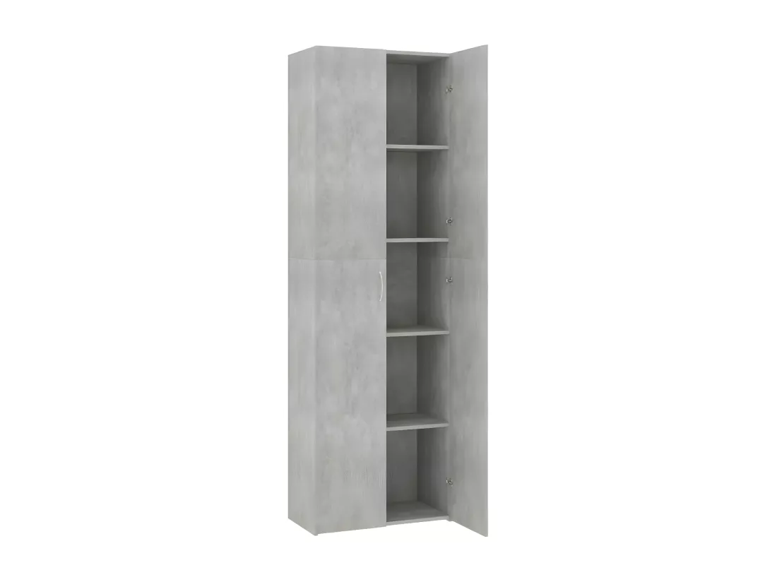 Armoire de bureau 2 portes bois gris effet béton Ousti